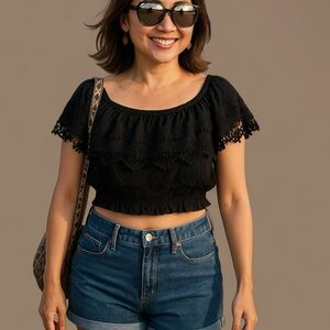 NWT LF Emma & Sam Black Lace Bandeau Size Small